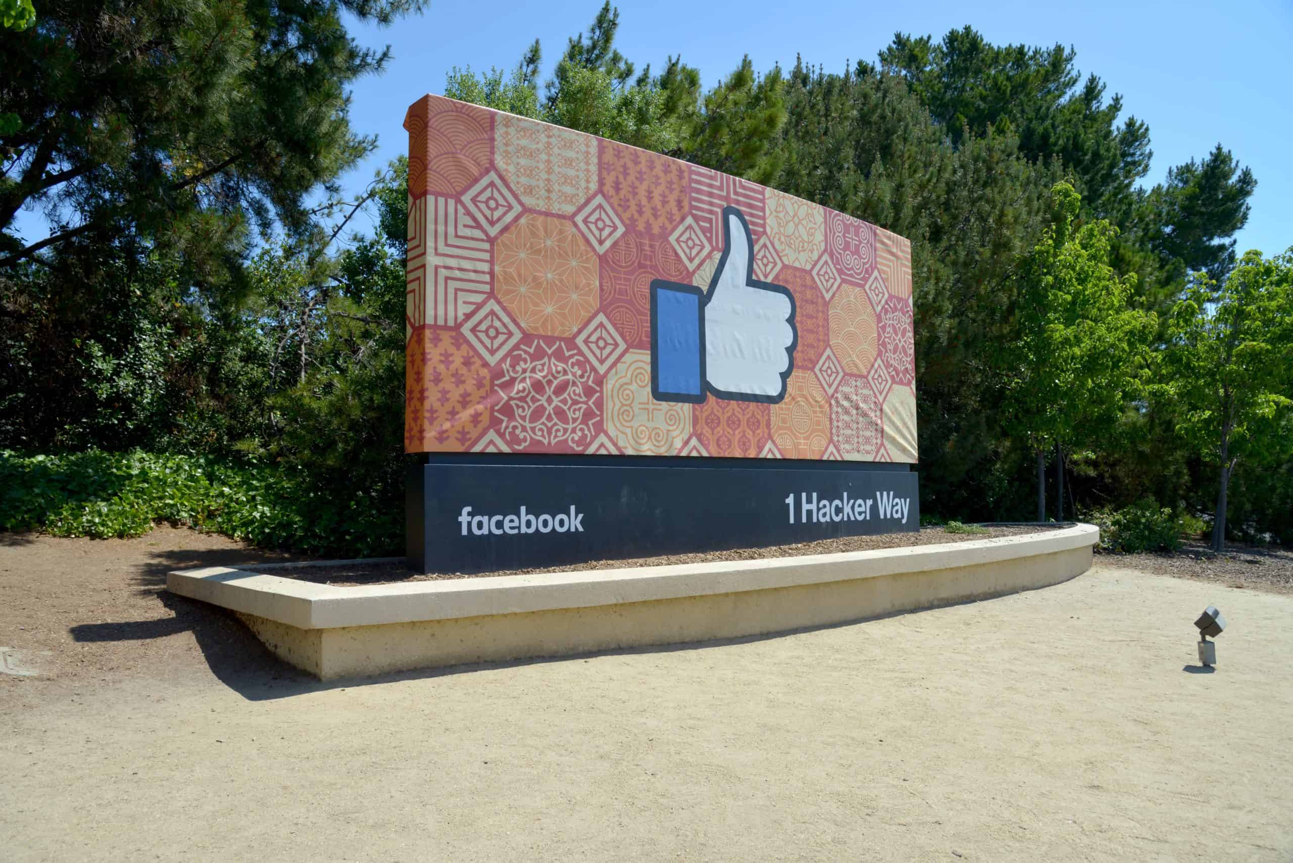 Facebook sign with Like Button - Big Tech