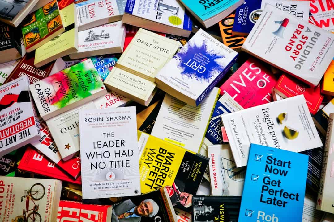 Self-help books in a pile